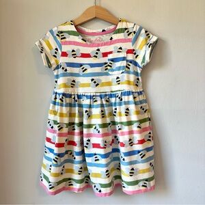 Mini Boden Fun Jersey Dress Bee Rainbow Stripe Size 4-5Y